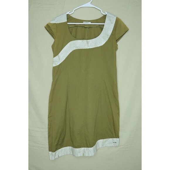 Skunkfunk Sheath Dress Asymmetrical Olive Green Organic Cotton Womens Size 4 - Picture 1 of 10